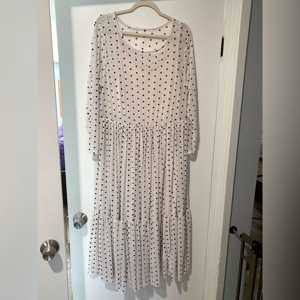 Mesh plus layered maxi dress.